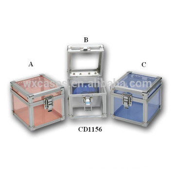 lindo CD 80 discos aluminio caja de DVD con claro panel de acrílico como las paredes